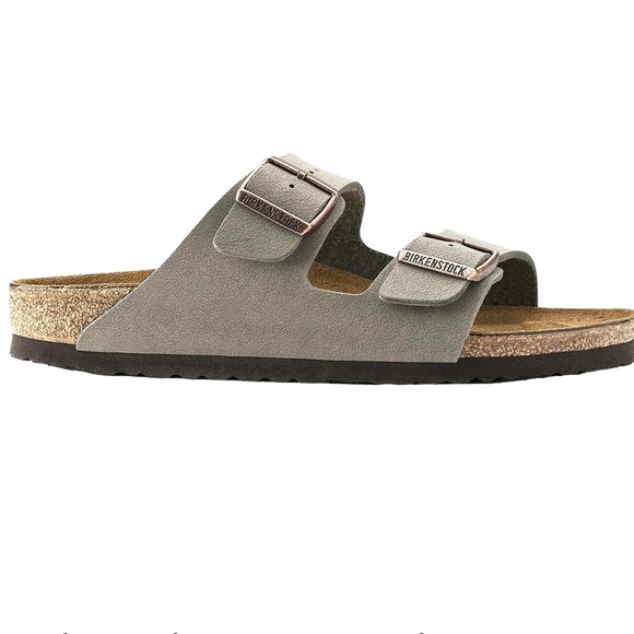 Birkenstock Shoes - Birkenstock Arizona Slide Sandal Stone Birkibuc EU 40/Womens 9-9.5/Mens 7-7.5